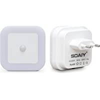 SOAIY [2 PCS] Luces pasillo sensor movimiento Blanco Cálido- luz nocturna sensor movimiento enchufe LED- luz nocturna…